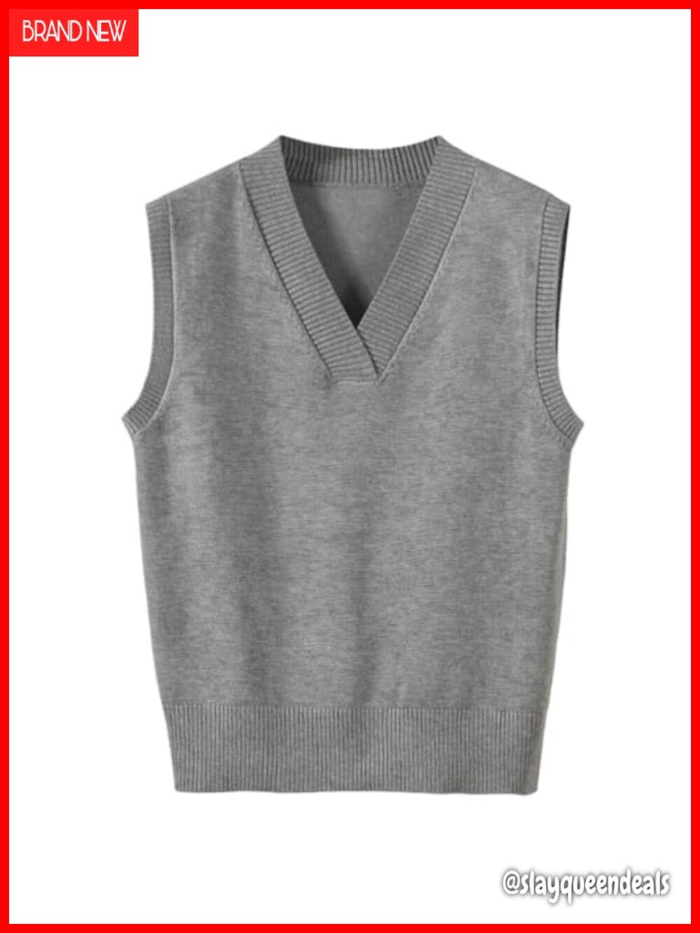 V Neck Sleeveless Ribbed Knit Sweater Vest Pullover Basic Tank Top